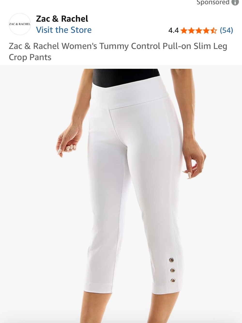 Zac & Rachel White Cropped Pants with Silver Button Hem - Picture 4 of 5